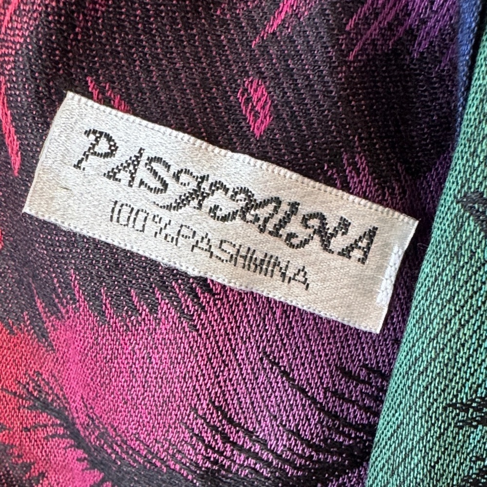 Peacock Feather Rainbow Pashmina Shawl Wrap Scarf Fringe Size OS - Picture 9 of 11